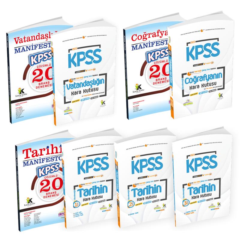 KPSS Tarih 3lü-Coğrafya-Vatandaşlık Karakutu-MANİFESTO Branş Deneme-Soru Bankası 8li Paket Seti