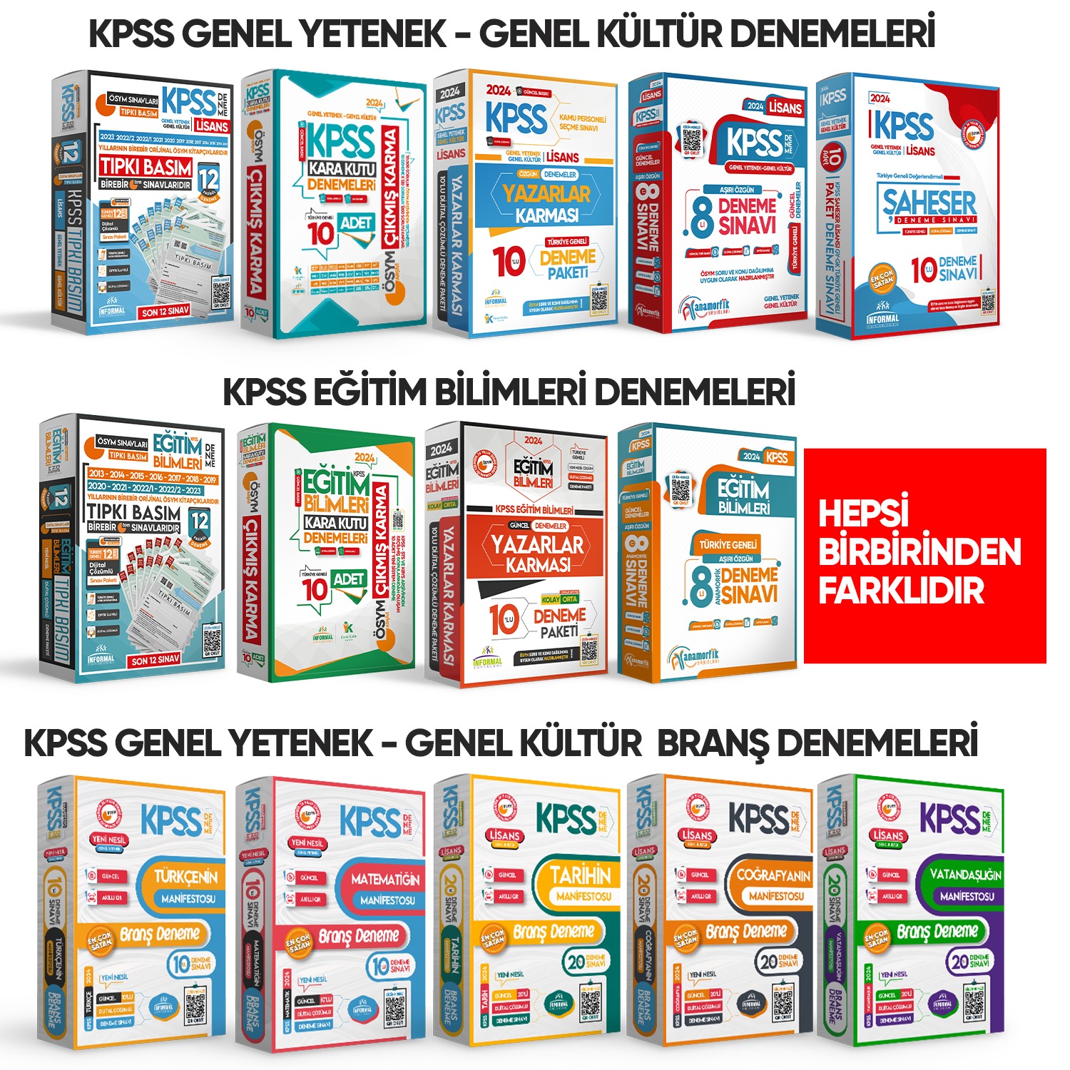 2024 KPSS Yazarlar Karması GY-GK Türkiye Geneli Kurumsal 10lu Dijital Çözümlü Paket Deneme