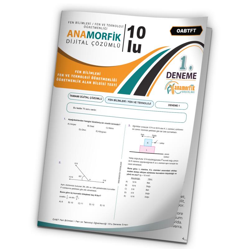 2023 KPSS ÖABT Anamorfik Yayınları Fen Bilimleri Türkiye Geneli D.Çözümlü Deneme 10/1.Kitapçık
