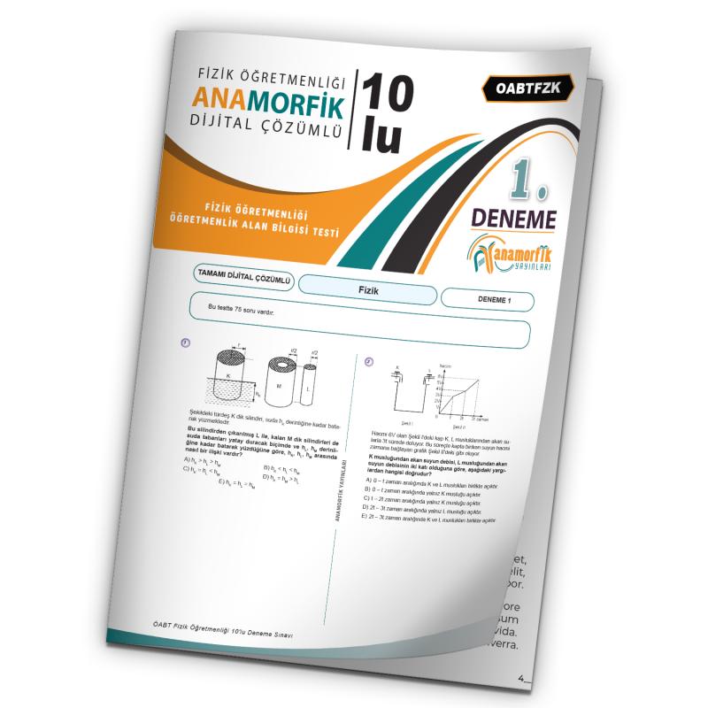 2023 KPSS ÖABT Anamorfik Yayınları Fizik Öğretmenliği Türkiye Geneli D.Çözümlü Deneme 10/1.Kitapçık