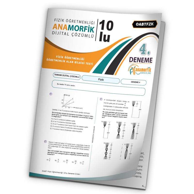 2023 KPSS ÖABT Anamorfik Yayınları Fizik Öğretmenliği Türkiye Geneli D.Çözümlü Deneme 10/4.Kitapçık