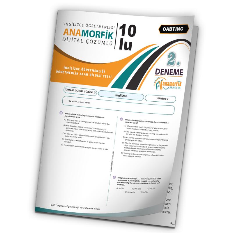 2023 KPSS ÖABT Anamorfik Yayın İngilizce Öğretmenliği Türkiye Geneli D.Çözümlü Deneme 10/2.Kitapçık