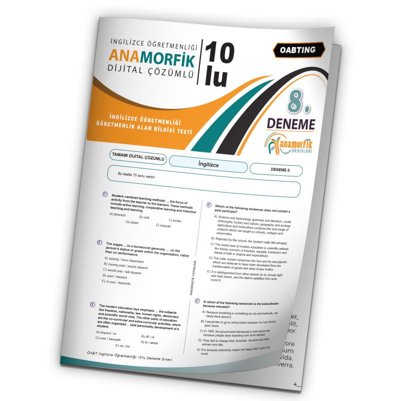 2023 KPSS ÖABT Anamorfik Yayın İngilizce Öğretmenliği Türkiye Geneli D.Çözümlü Deneme 10/8.Kitapçık