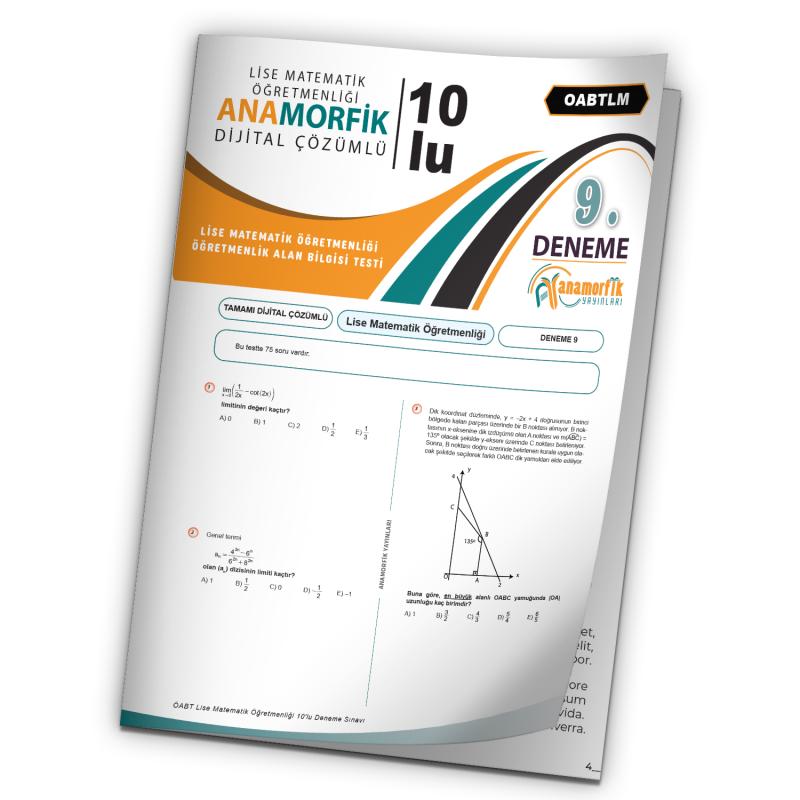 2023 KPSS ÖABT Anamorfik Lise/Ortaöğretim Matematik Türkiye Geneli D.Çözümlü Deneme 10/9.Kitapçık