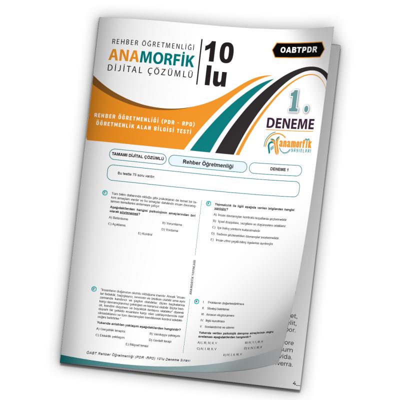 2023 KPSS ÖABT Anamorfik Yayın PDR-RPD-REHBER Öğretmenliği Türkiye G.D.Çözümlü Deneme 10/1.Kitapçık