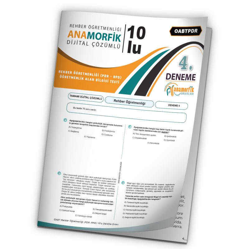 2023 KPSS ÖABT Anamorfik Yayın PDR-RPD-REHBER Öğretmenliği Türkiye G.D.Çözümlü Deneme 10/4.Kitapçık
