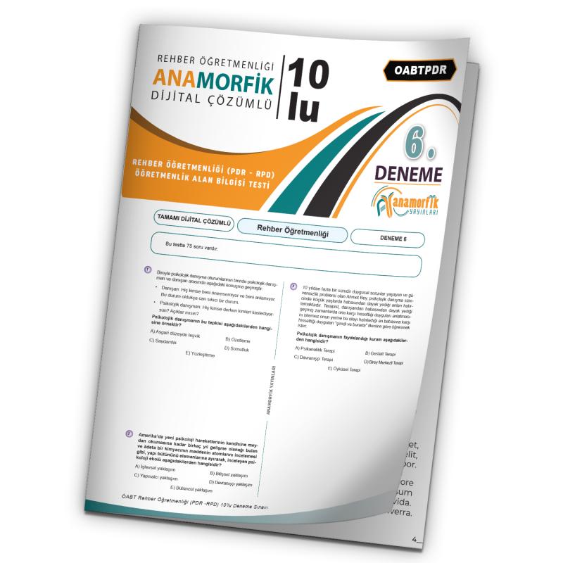 2023 KPSS ÖABT Anamorfik Yayın PDR-RPD-REHBER Öğretmenliği Türkiye G.D.Çözümlü Deneme 10/6.Kitapçık