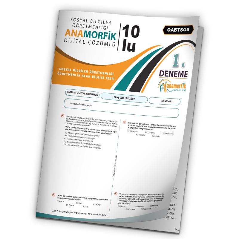 2023 KPSS ÖABT Anamorfik Yayınları Sosyal Bilgiler Türkiye Geneli D.Çözümlü Deneme 10/1.Kitapçık