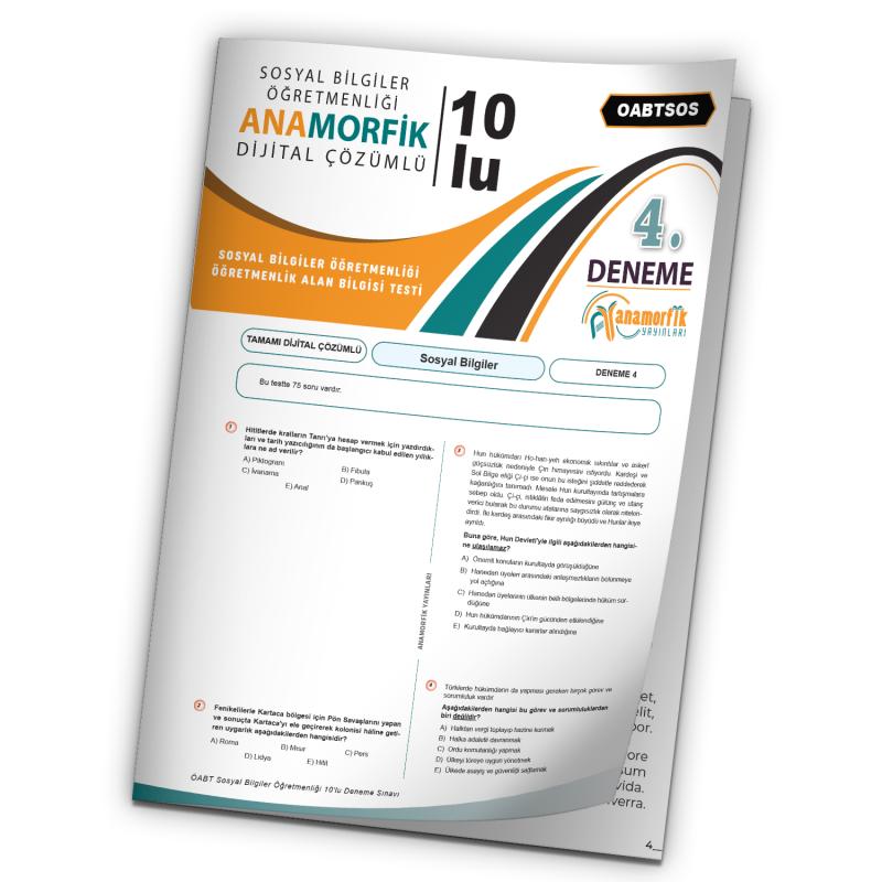 2023 KPSS ÖABT Anamorfik Yayınları Sosyal Bilgiler Türkiye Geneli D.Çözümlü Deneme 10/4.Kitapçık
