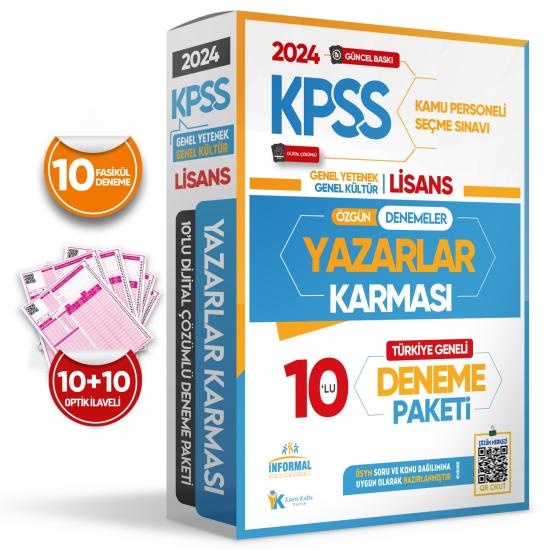 2024 KPSS Yazarlar Karması GY-GK Türkiye Geneli Kurumsal 10lu Dijital Çözümlü Paket Deneme