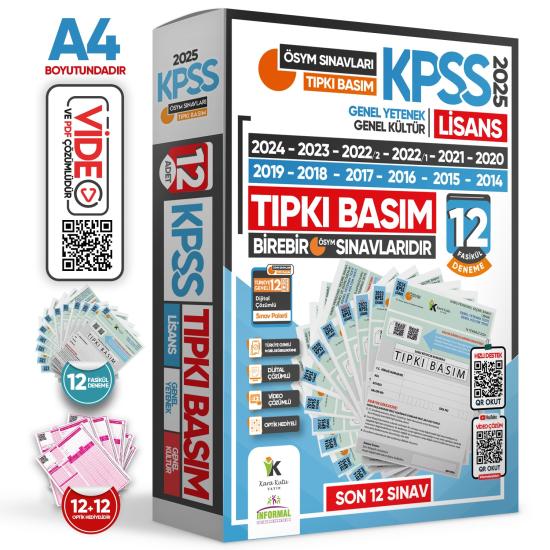 2025 KPSS Lisans ÖSYM Çıkmış Soru Tıpkı Basım 12li Deneme Paketi Video Çözümlü Türkiye Geneli