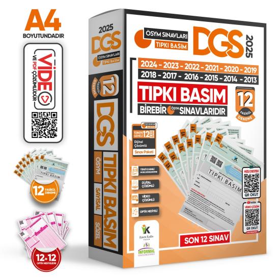 2025 DGS ÖSYM Çıkmış Soru Tıpkı Basım 12li Deneme Paketi Video ve Dijital Çözümlü Türkiye Geneli
