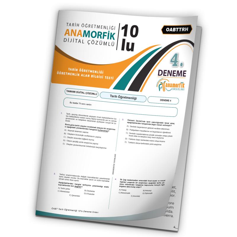 2023 KPSS ÖABT Anamorfik Yayınları Tarih Öğretmenliği Türkiye Geneli D.Çözümlü Deneme 10/4.Kitapçık