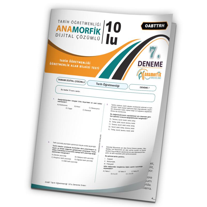 2023 KPSS ÖABT Anamorfik Yayınları Tarih Öğretmenliği Türkiye Geneli D.Çözümlü Deneme 10/7.Kitapçık