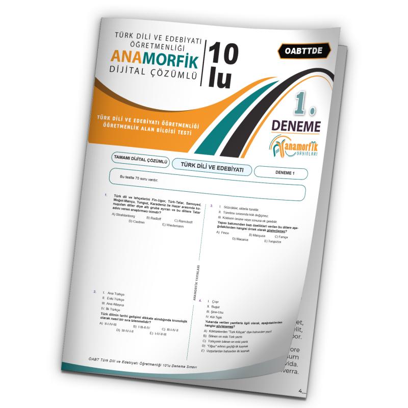2023 KPSS ÖABT Anamorfik Yayın Türk Dili ve Edebiyatı Türkiye Geneli D.Çözümlü Deneme 10/1.Kitapçık