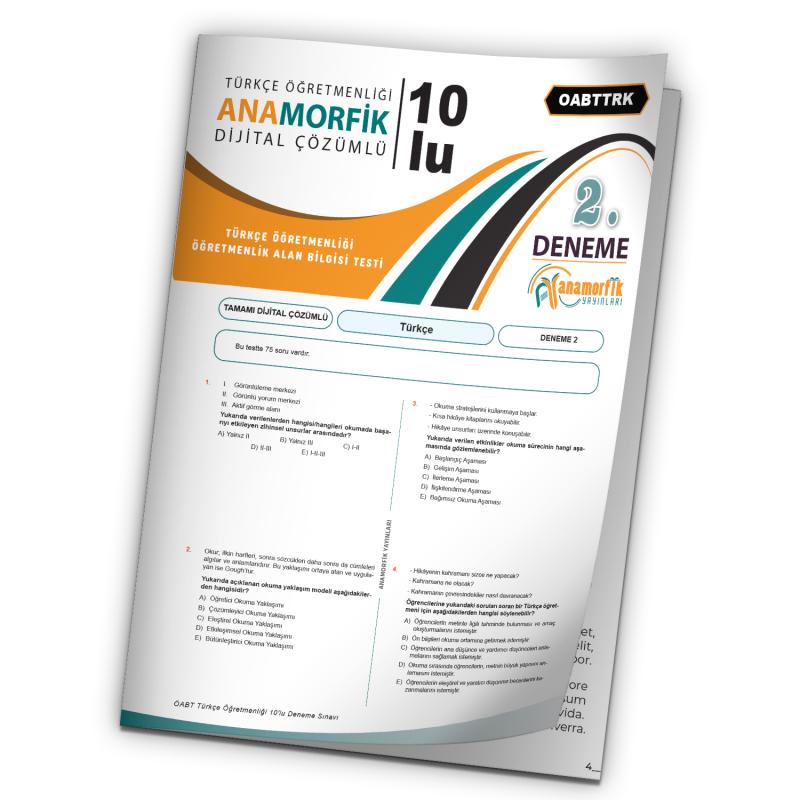 2023 KPSS ÖABT Anamorfik Yayın Türkçe Öğretmenliği Türkiye Geneli D.Çözümlü Deneme 10/2.Kitapçık